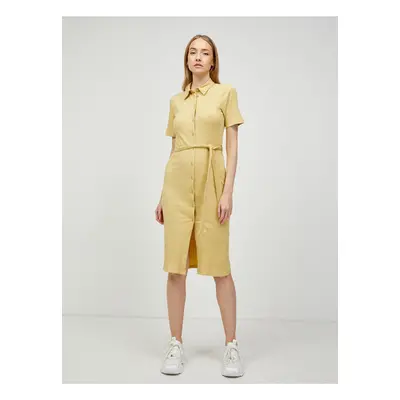 Mustard Shirt Midi Dress with Tiana Ties - Women