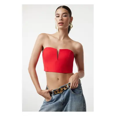 Trendyol Red Crop Lined Woven Bustier