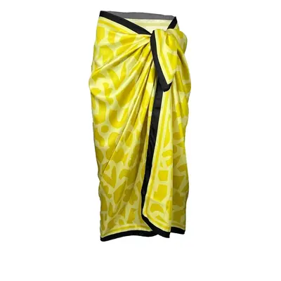 71058 Dewberry Patterned Shiny Fabric Women Pareo-YELLOW