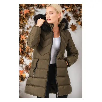 Z6759 DEWBERRY WOMEN'S COAT-PLAIN KHAKI