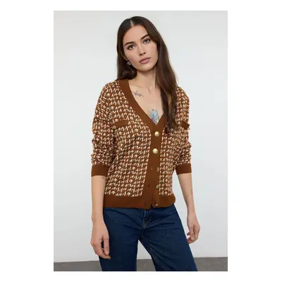 Trendyol Brown Wide Knit Cardigan