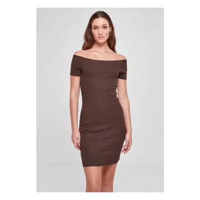 Women's Dress Off Shoulder Rib Brown