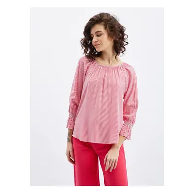 Orsay Dark Pink Ladies Striped Blouse - Women