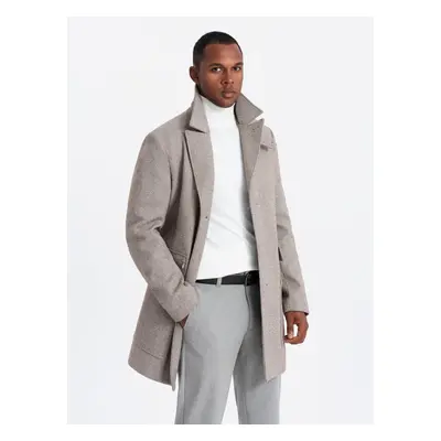 Ombre Single-breasted patterned men's coat with pockets - ash