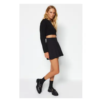 Trendyol Black Pleated Woven Shorts Skirt