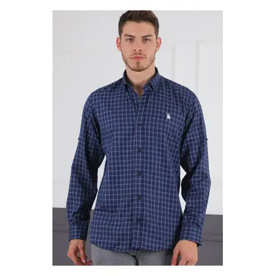 G720 DEWBERRY MEN'S SHIRT-NAVY BLUE - WHITE