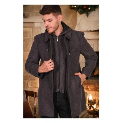 PLT8335 DEWBERRY MEN'S COAT-DIAGONAL ANTHRACITE-BLACK