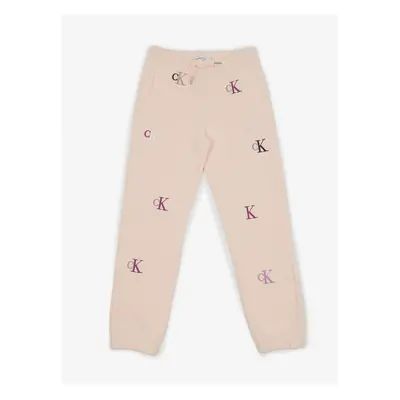 Light Pink Girly Patterned Sweatpants Calvin Klein Jeans - Girls