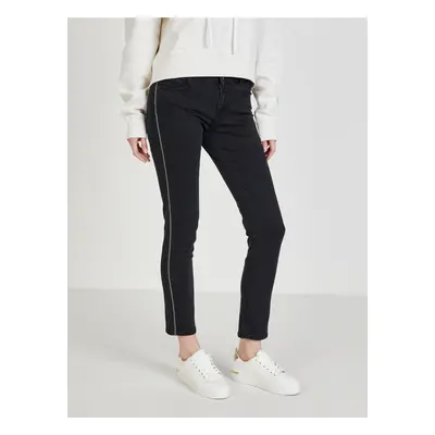 Black Womens Shortened Straight Fit Jeans Replay - Women