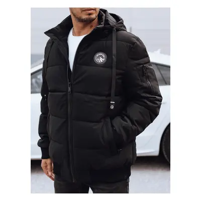 Men's winter quilted jacket with hood black Dstreet