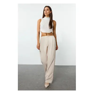 Trendyol Stone Low Waist Wide Leg/Wide Leg Woven Fabric Trousers