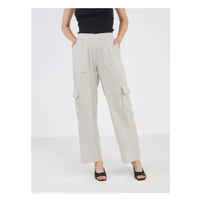 Cream women's trousers with linen Noisy May Leilani - Ladies