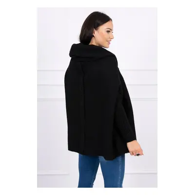 Hooded sweater with batwing sleeve