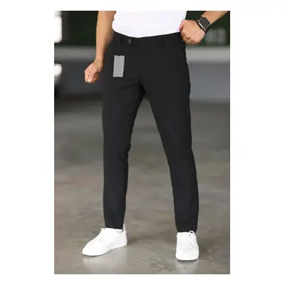 47676 Dewberry Italian Cut Elastic Fabric Mens Trousers-BLACK