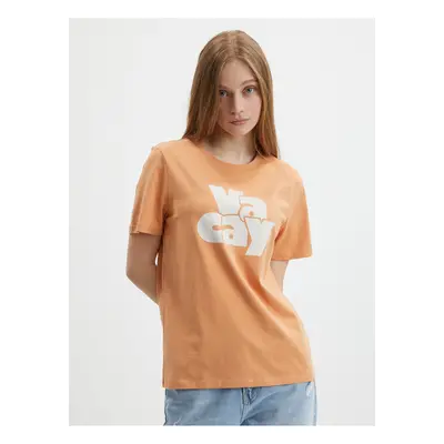 Orange T-shirt with print Pieces Tamaris - Women