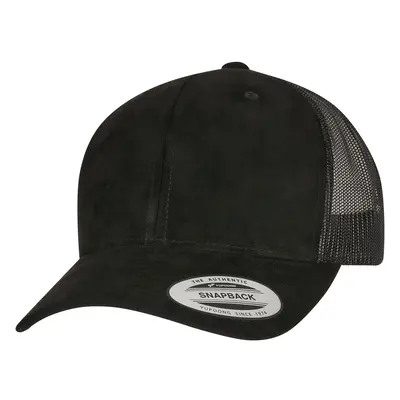 Suede Leather Trucker Cap Black