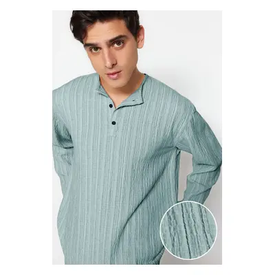 Trendyol Mint Relaxed Fit Linen Shirt