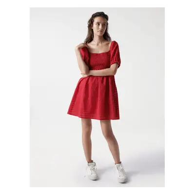 Red Short Dress with Balloon Sleeves Salsa Jeans Aruba - Women