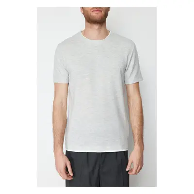 Trendyol Gray Melange Regular/Normal Cut Textured Basic T-Shirt