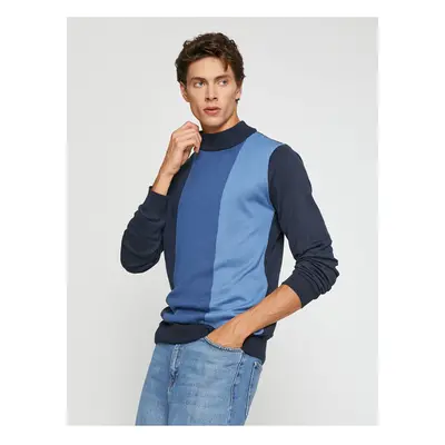 Koton Color Block Sweater Half Turtleneck