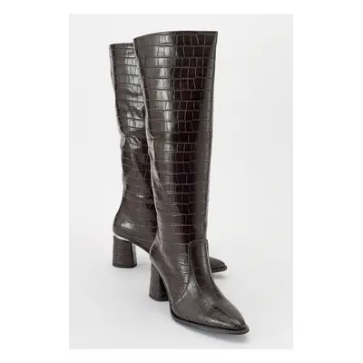 LuviShoes BELIS Women's Brown Print Heeled Boots