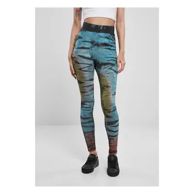 Women's Cotton Tie Dye High Waisted Leggings - Black