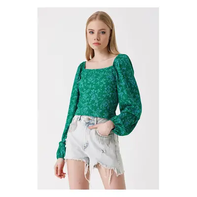 Bigdart Balloon Sleeve Knitted Blouse - Green