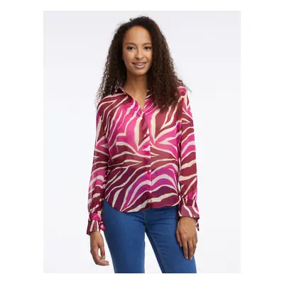 Orsay Pink Burgundy Ladies Patterned Blouse - Women