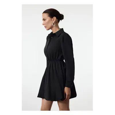 Trendyol Black Balloon Skirt Shirt Collar Mini Woven Dress