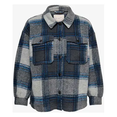 Blue-grey checkered shirt jacket ONLY CARMAKOMA Andrea - Ladies