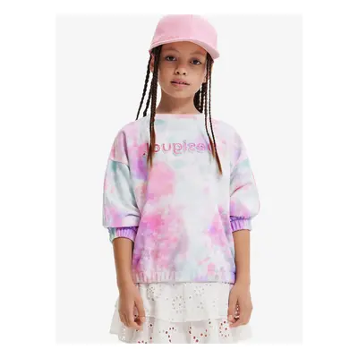 Blue-pink girly batik sweatshirt Desigual Mandala - Girls