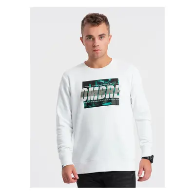 Ombre Men's printed sweatshirt worn over the head - white