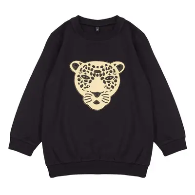 Trendyol Black Girl Seasonal-Thin Printed Cotton Knitted Sweatshirt