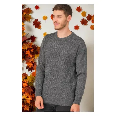 V0214 DEWBERRY MEN'S SWEATER-PLAIN SMOKED