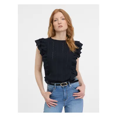 Orsay Dark blue Ladies T-shirt with frills - Women