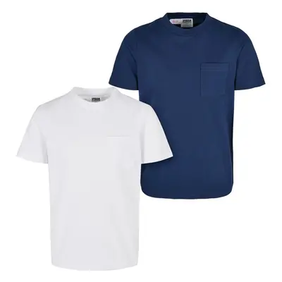 Basic T-shirt for boys made of organic cotton, pack, white/navy blue