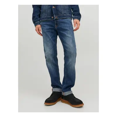 Dark blue men's straight fit jeans Jack & Jones Mike - Men's