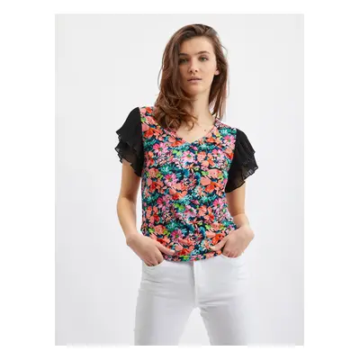 Orsay Blue-Black Ladies Floral Blouse - Women