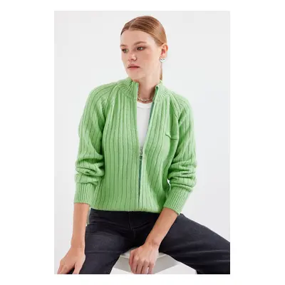 Bigdart Zippered Knitwear Cardigan - E.Green