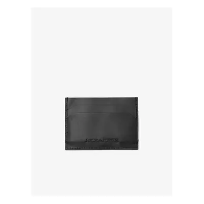 Black Men's Leather Jack & Jones Side Credit Card Case - Mens