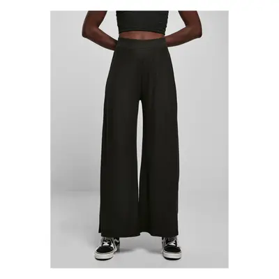 Women's trousers with wide ribbed ribs, black