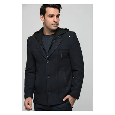 K7532 DEWBERRY MEN'S COAT-PATTERNED NAVY BLUE