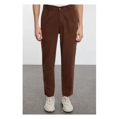 Trendyol Brown Pleated Cargo Pocket Woven Gabardine Trousers