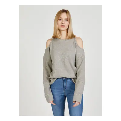 Pepe Jeans Moni Grey Womens Sweatshirt with Exposed Shoulders - Women