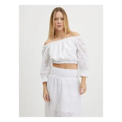 White Women Patterned Crop Top Guess Rafa - Women