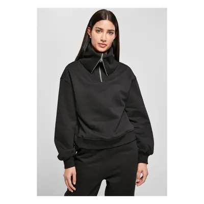 Women's Oversized High Neck Troyer Crew Black