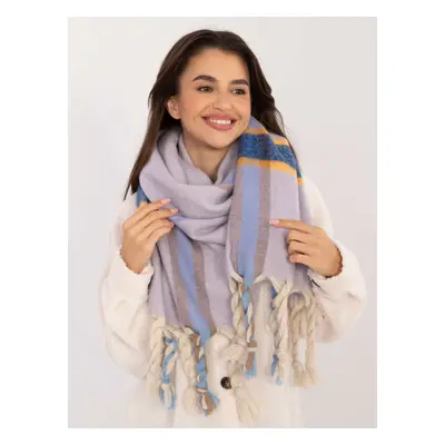 Light purple thick women's scarf with fringe