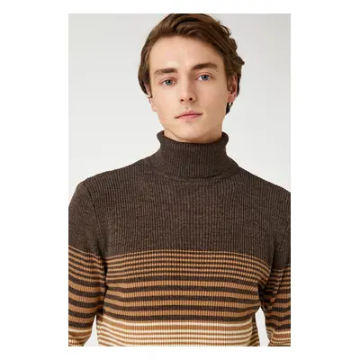 Koton Men's Brown Striped Sweater