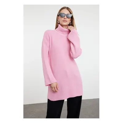 Trendyol Pink Oversized Turtleneck Knitwear Sweater