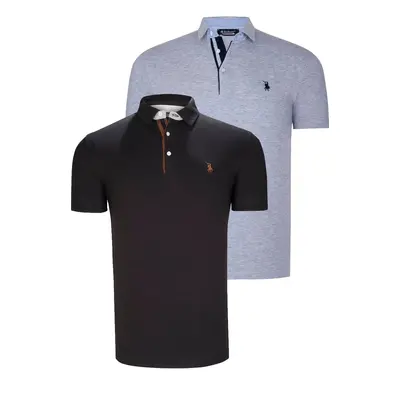 DUAL SET T8582 DEWBERRY MENS T-SHIRT-BLACK-GREY